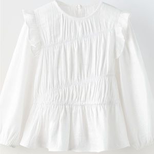 BNWT ZARA RUFFLED ELASTICIZED SHIRT
ECRU